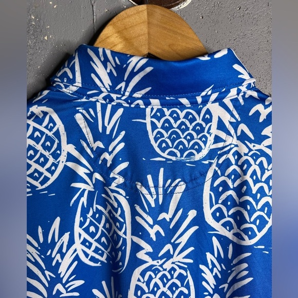 Chubbies Mens Thigh Napple Performance Polo Shirt Pineapple Print Blue Sz Small - Picture 4 of 8